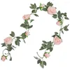 Fleurs décoratives PARTY JOY 1Pc 2M Fausse Soie Rose Vigne Artificielle Suspendue Lierre Guirlande Pour Mariage Bureau À Domicile Jardin Artisanat Décor