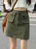 Skirts Women Leisure All-match Mini Streetwear Trendy American Retro Simple Attractive Comfortable Solid Daily Ins Distressed