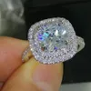 Tamaño 5-10 Joyería de lujo 925 plata esterlina llena de topacio completo CZ Diamante Gema mujeres boda simulada Compromiso de boda de diamante 331e