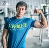 Men's T Shirts ALPHALETE 2023 Mens Gyms Shirt Crossfit Fitness Bodybuilding Printed Fashion Male Short Cotton Clothing Brand Tee Tops