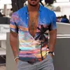 Męskie koszule letnie koszulka fajna 3D Print Piękna sceneria krótkoczepowo-suszona trend zewnętrzny odzież 5xl ponadgabarytowy br
