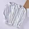 Heren Casual Shirts Gestreept Shirt Elegante Trend Losse Knop Vest Lange Mouwen Jurk Mannen Turn-Down-Kraag zakelijke Kleding