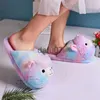 Pantoufles de fourrure de mouton de dessin animé mignon pour femmes, pantoufles d'hiver chaudes en peluche, diapositives de sol Parent-enfant, chaussures de chambre plates x1011