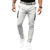 Pantalons pour hommes Couleur unie Hommes Pantalons Élégant Zipper Décor Crayon Doux Respirant Slim Fit Mid Taille Joggers avec pour