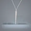 Collar con colgante de barra de circonia cúbica para mujer, de Plata de Ley 100 925, micro pavé, rock de HIP HOP, joyería de plata de alta calidad 1096580