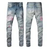 Man jeans ontwerper Jean Purple Jeans Brand Skinny Slim Fit Luxury Hole gescheurde Biker -broek Skinny Pant Designer Stack Mens Dames Trend Trend Trousers 951254810