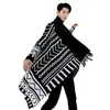 Men's Sweaters Men Long Sleeve Geometric Pattern Tassel No Button Knitted Cardigan Sweater Coat Male Japan Streetwear Jacket Outerwear 231010