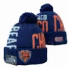 Bears Beanies Chicago Bobble Chapéus Baseball Ball Caps 2023-24 Fashion Designer Bucket Hat Chunky Knit Faux Pom Beanie Christmas Sport Knit Chapéu A1