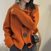 Women's Wool Blends Knitted Cardigan Women Sweater Turndown Collar Chic Big Button Loose Korean Warm 2023 Autumn Winter Y2K Coat 231011