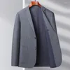 Costumes pour hommes, beau costume de fête, haut de gamme, léger, Business, Slim, couleur unie, simple, décontracté, élastique, manteau sans repassage