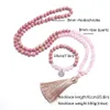 Chokers 8mm Rhodochrosite Rose Quartz Beads 108 Mala Colar Meditação Oração Jóias Japamala Rosário com Pulseira para Mulheres 231010