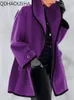 レディースジャケットレディースコートファッション秋のマルチカラーラウンドネックルーズフード付きコートソリッドカラー服女性アウターウェア231010のための冬のジャケット