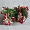 Kwiaty dekoracyjne 3 cm głowa/144PCS sztuczny papier morwy bikolorowe Carnation Mini Flower Bukiet Dekoracja DIY na girlandowe karty ślubne