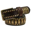 Other Fashion Accessories Punk Rock Belts Geometry Pattern for Men for Women Rivet Studded Belts First Layer of Cowskin Hip Pop Decorative Belts 231011