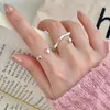 Cluster Rings Fashion Silver Color Irregular Twined Creative Punk Water Drop Texture Adjustable Opening For Women Girls Jewelry
