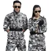 Men's Sets Snow Camouflage Military Uniform Tactical Suit Men Hunting Clothing Working Clothes CS Wear Tracksuits239N