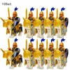 Blocchi 10 Set Vintage Castle Kingdoms Drago Rosso Cavalieri Reali Cavallo Blu Scuro Leone Esercito Soldato Minifig Building Block Giocattoli per Bambini 231010