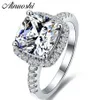 AINUOSHI Luxus 3 Karat Engagement Halo Ringe Prinzessin Stil Cushion Cut Anelli Donna 925 Sterling Silber Frauen Hochzeit Schmuck Y22620