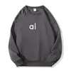 Women Yoga Outfit Perfectly AL Oversized Sweatshirts Sweater Loose Long Sleeve Crop Top Fitness Workout Crew Neck Blouse Gym AL On the right is a round letter ola loa