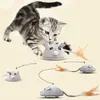 Cat Toys Interactive Mouse Toy for Cats USB Laddning Moving Rat med Feather Toys Play-Catch Training Toy för inomhuskattar PETS Supply 231011