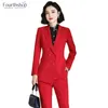 Kadınlar Suits Blazers S-4XL Beyaz Pantolon Takım Ofis Lady İş İş Giyim Kadınlar Blazer Set Moda Kırmızı Pantolonlar Kadın Kıyafetleri 231011