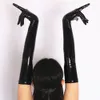 Cinq doigts gants adulte long cuir verni enduit pôle danse performance gants Halloween Costume accessoires gants serrés 231010
