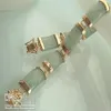 Brazalete de cadena de oro de 18 quilates tallado en jade natural fino319f