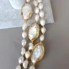 Pendentif Colliers YYGEM 20 "3 brins de culture baroque collier de perles d'eau douce Keshi couleur or bord connecteur ras de cou pour les femmes 231010