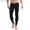 Men's Thermal Underwear Men's Long Johns Sleep Pants Thermal Pants Bamboo Fibre Autumn Mens Winter Pants Tight Slim UnderwearL231011