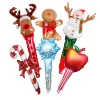 Nya 24 -tums uppblåsbara julballonger Dekorationer Hand Holding Foil Ballongs Stick Party Home Decor Santa Claus Snowman Deer Xmas Kids Globos