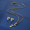 Halsbandörhängen Set Rose Flower Design Earring Gold Color Jewelry for Women Wedding Party Bridal
