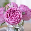 Fleurs décoratives 6 têtes hydratantes Rose Bouquet de fleurs artificielles pour la maison Table à manger fête de mariage couronne de poignée vraie touche faux