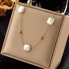 Pendant Necklaces Minar Temperament Square Baroque Pearl Strand Charm 18K Gold PVD Plated Titanium Steel Choker For Women Party Jewelry