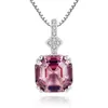 Square Morganite S925 Srebrny wisior naszyjnik urocza kobiety seksowny łańcuch kołnierzyków dla kobiet przyjęcie weselne Walentynki świąteczne pamiątki biżuteria Gift SPC