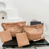 Designerka torba na śmieci duża pojemność złota/srebrny metalowy sprzęt do podwójnego łańcucha kupującego z pojedynczym portfelem zamkiem mody na ramię