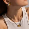 Ожерелья с подвесками ALLME Chic, 18-каратное золото, серебро, PVD-покрытие, титановая сталь, контрастный цвет, металлическое ожерелье-колье с сердечком для женщин