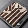 Men's T Shirts Summer Striped Ice Silk Short-sleeved Polo Shirt Fashion Causal Loose High Street Simple Lapel T-shirts Men Tops Male Clothes