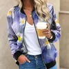 Giacche da donna Giacca da donna grafica casual leggera con cerniera Cappotto con stampa floreale chic Colletto St Capispalla corto Abbigliamento sportivo streetwear