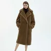 Eleganter langer Wollmantel Daunenmäntel Großhandel Frau Winter Kaschmir Wolle Teddy Mantel Damen Plus Size Parka Jacke Pelzkragen 15033U