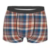 Unterhose Blau und Orange Plaid Art Breathbale Höschen Herrenunterwäsche Bequeme Shorts Boxershorts