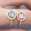 Cluster Rings Fire Opal Moon Stone Ring For Women Wedding Party Engagement Size6-10 Band