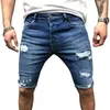 Jeans masculinos homens rasgados destruídos na altura do joelho denim bermudas slim fit shorts meia calça