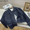 Kvinnors jackor vintage jeansjacka för kvinnor skörda toppar 2023 ropa mujer streetwear mode lösa outwear fickor avslappnad koreansk y2k kappa 27p746 j231011