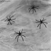 Other Festive Party Supplies Halloween Costume Spider Webs with Spiders Halloween Decorations Artificial Scary Party Scenes Decorate Scary House Props R231011