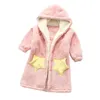 Pajamas Kids Flannel Bathrobe Shower Girl Coral Fleece Pajamas Sleepwear Baby Boy Winter Hooded Towel Robes Teens Pyjamas Warm Nightgown 231006