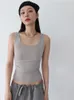 Women's Tanks Kalevest Aesthetic Solid Sleeveless Slim Hooded Cropped Tank Tops Summer Girl Casual Grey Brown Top Tee Chic Streetwear