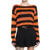 Women's T Shirts Women S Lantern Long Sleeve Sweater Tops Crewneck Stripe Color Block Crochet Hollow Out Knit Pullover Jumper