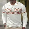 Polos homme gaufré T-shirt à manches longues revers POLO décontracté affaires vêtements printemps et automne Europe états-unis Sta