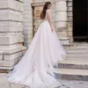 Свадебные платья трапециевидной формы без рукавов с аппликацией и блестками из тюля с скользящим шлейфом, элегантное длинное свадебное платье принцессы для женщин