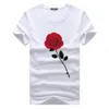 Rose tryckt T -skjortor Summer Top Shirt Crew Neck Kort ärmar 5xl män Nya modekläder Bomull